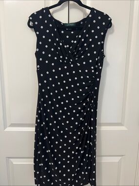 Lauren Ralph Lauren Black and White Polka Dot Midi Dress